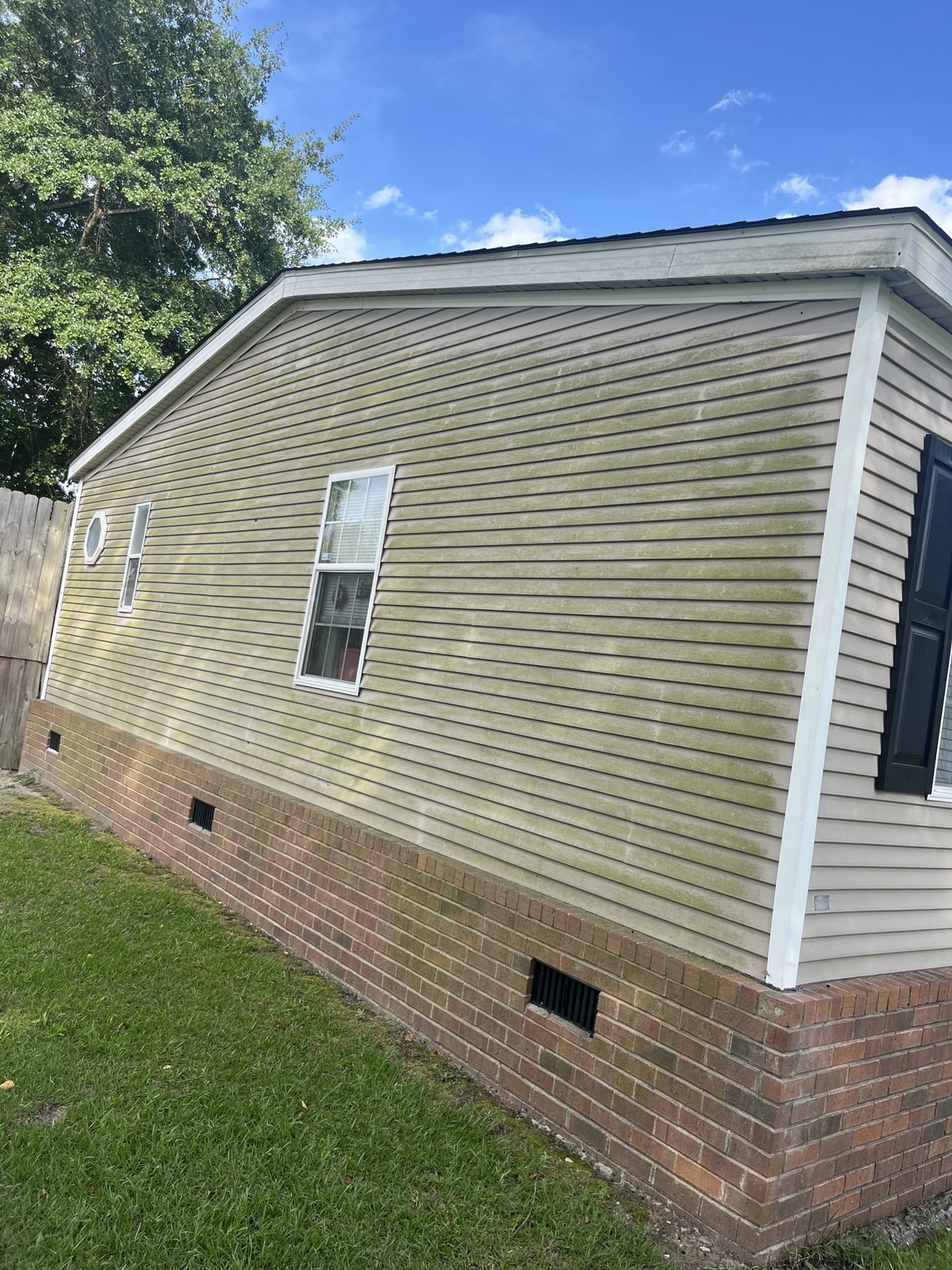 Dirty siding before washing